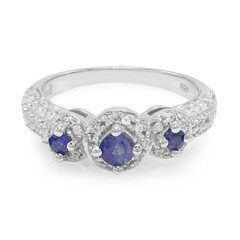 Blauer Burmesischer Saphir-Silberring