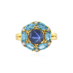 Blauer Stern-Saphir-Silberring
