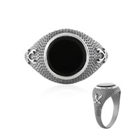 Schwarzer Onyx-Herren-Silberring