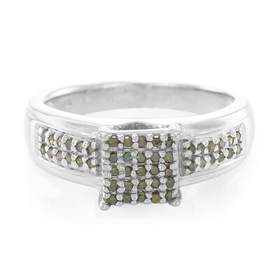 Smaragdgrüner Diamant-Silberring