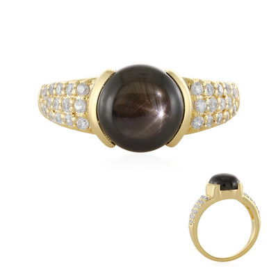 Schwarzer Stern-Saphir-Silberring