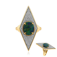 Lightning Ridge-Schwarzer Opal-Goldring (de Melo)