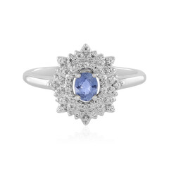 Nicht erhitzter Blauer Ceylon-Saphir-Silberring