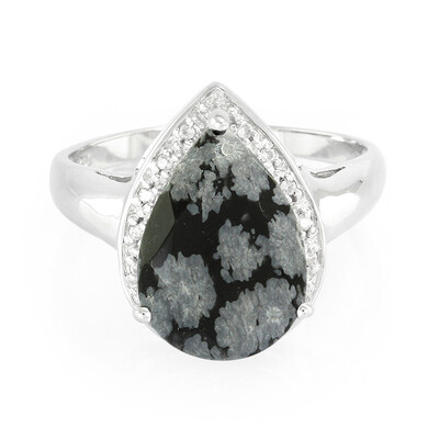 Schneeflocken-Obsidian-Silberring