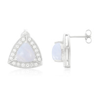 Blauer Band-Achat-Silberohrringe