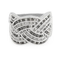 Schwarzer Diamant-Silberring
