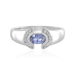 Nicht erhitzter Blauer Ceylon-Saphir-Silberring