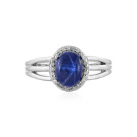 Blauer Stern-Saphir-Silberring