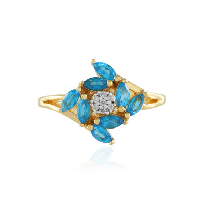 Neonblauer Apatit-Silberring