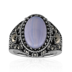 Blauer Band-Achat-Silberring (Annette classic)