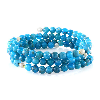 Neonblauer Apatit-Stahlarmreif (Riya)
