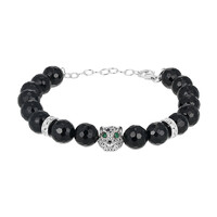 Schwarzer Achat-Silberarmband (Adela Silber)