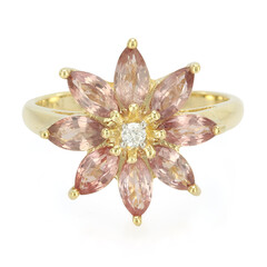 Nicht erhitzter Padparadscha-Saphir-Goldring (AMAYANI)