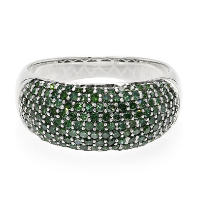 Grüner Diamant-Silberring