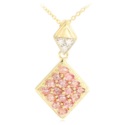 Nicht erhitzter Padparadscha-Saphir-Goldhalskette (AMAYANI)