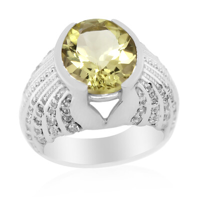 Ouro Verde-Quarz-Herren-Silberring