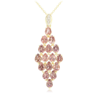 Nicht erhitzter Padparadscha-Saphir-Goldhalskette