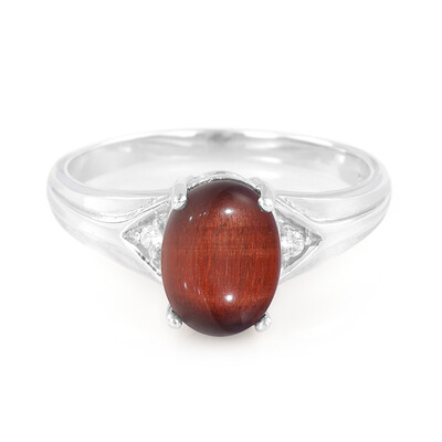 Rotes Tigerauge-Silberring