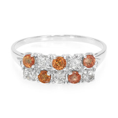 Oranger Saphir-Silberring