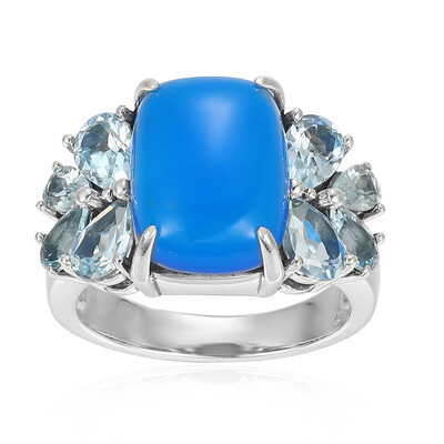 Blauer Achat-Silberring