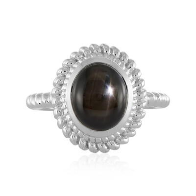 Schwarzer Stern-Saphir-Silberring