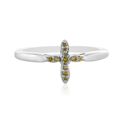 Gelber I2 Diamant-Silberring