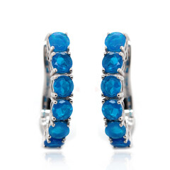 Neonblauer Opal-Silberohrringe