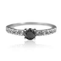 Schwarzer Diamant-Silberring