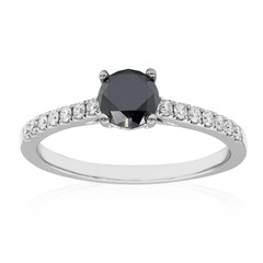 Schwarzer Brillant-Platinring