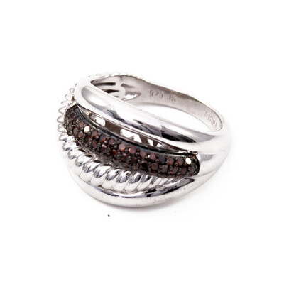 Roter Diamant-Silberring