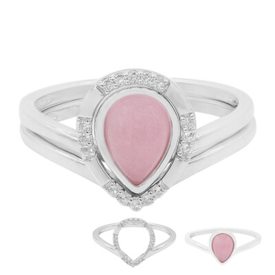 Pinkfarbene Jade-Silberringe