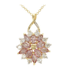 Nicht erhitzter Padparadscha-Saphir-Goldhalskette (AMAYANI)