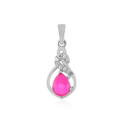 Äthiopischer Pinkfarbener Opal-Silberanhänger