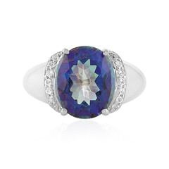 Blauer Mystik-Quarz-Silberring