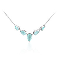 Blauer Pastell-Quarz-Silbercollier