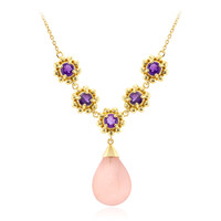 Pinkfarbener Chalzedon-Silbercollier