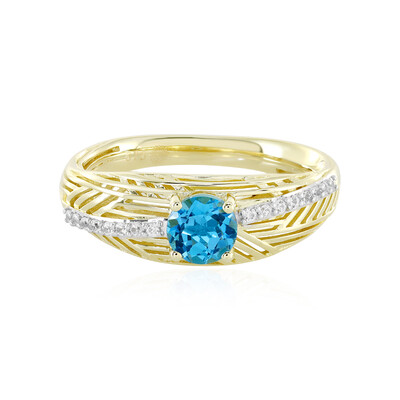 Schweizblauer Topas-Goldring (Ornaments by de Melo)