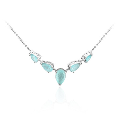 Blauer Pastell-Quarz-Silbercollier