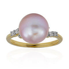 Pinkfarbene Ming-Perlen-Goldring (TPC)