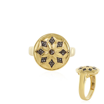 I3 Schokoladen-Diamant-Silberring