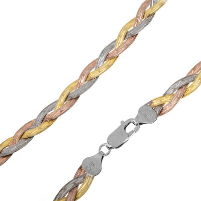 Design-Silbercollier - 11,2 g - 42 cm - dreifarbig