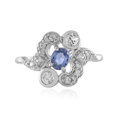 Nicht erhitzter Blauer Ceylon-Saphir-Silberring