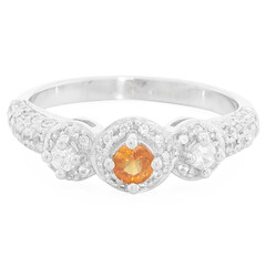 Oranger Saphir-Silberring