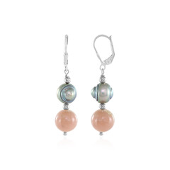 Pinkfarbener Opal-Silberohrringe