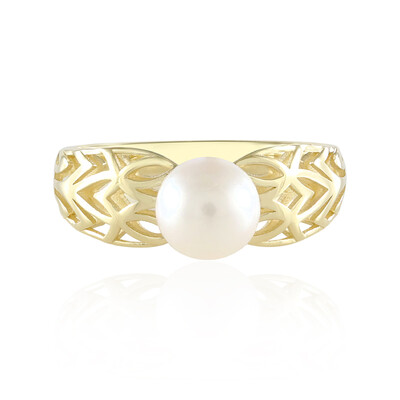 Weiße Süßwasserzuchtperlen-Goldring (Ornaments by de Melo)
