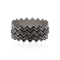 Schwarzer Diamant-Silberring