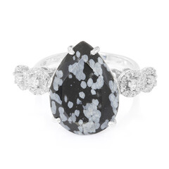 Schneeflocken-Obsidian-Silberring