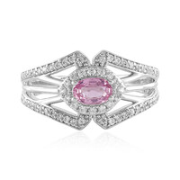 Nicht erhitzter Pinkfarbener Ceylon-Saphir-Silberring
