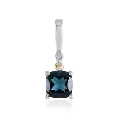Londonblauer Topas-Silberanhänger mit Gold (Granulieren)