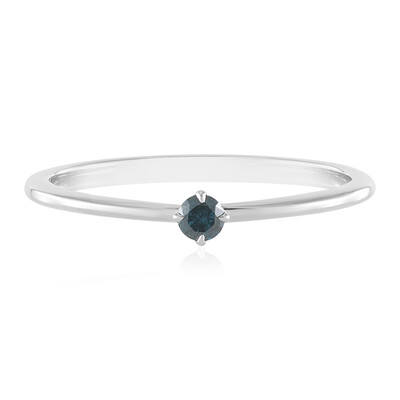 Blauer I3 Brillant-Silberring